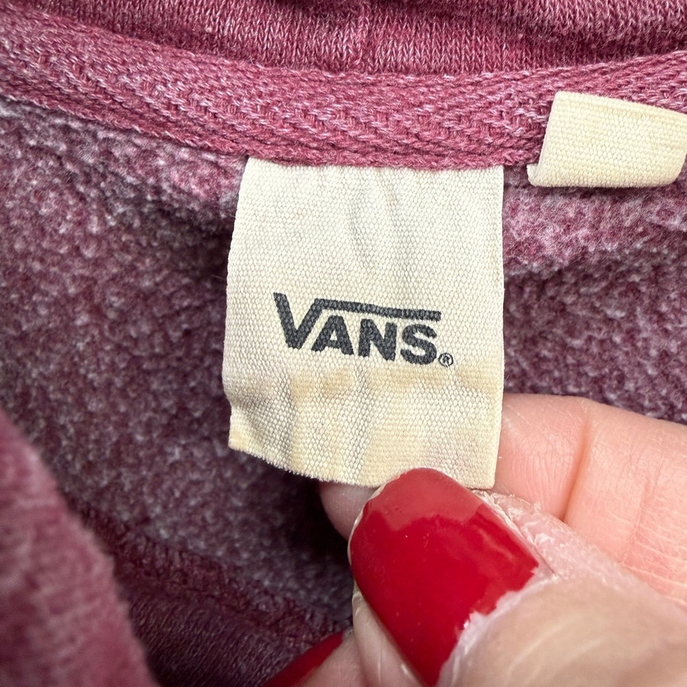 Vans Pullover Hoodie Womens Medium Burgundy Maroon Logo Sweatshirt Skater Casual - Picture 6 of 11